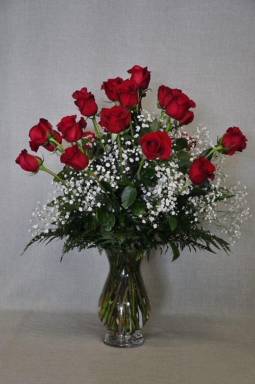 A1004 Two Dozen Roses with Babys Breath