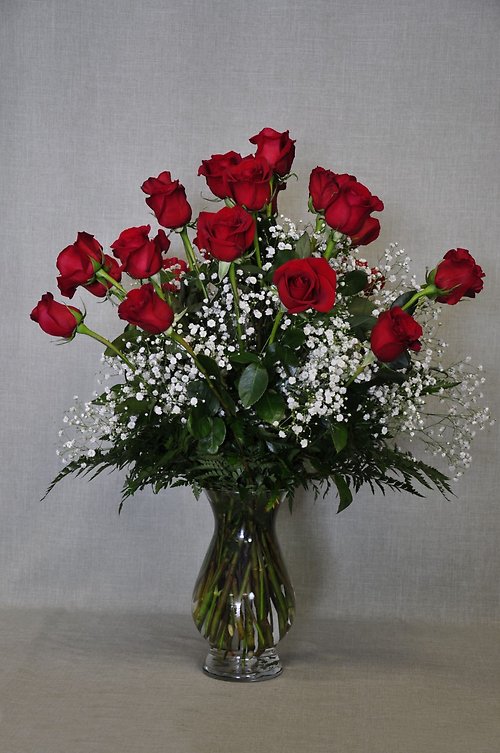 Two Dozen Red Roses with Baby\'s Breath