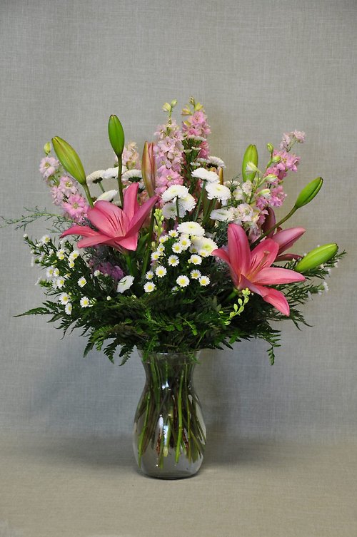B1010 Larkspur, Asiatic Lilies & Mixed Flowers