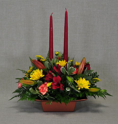 TH1001 Double Candle Fall Centerpiece