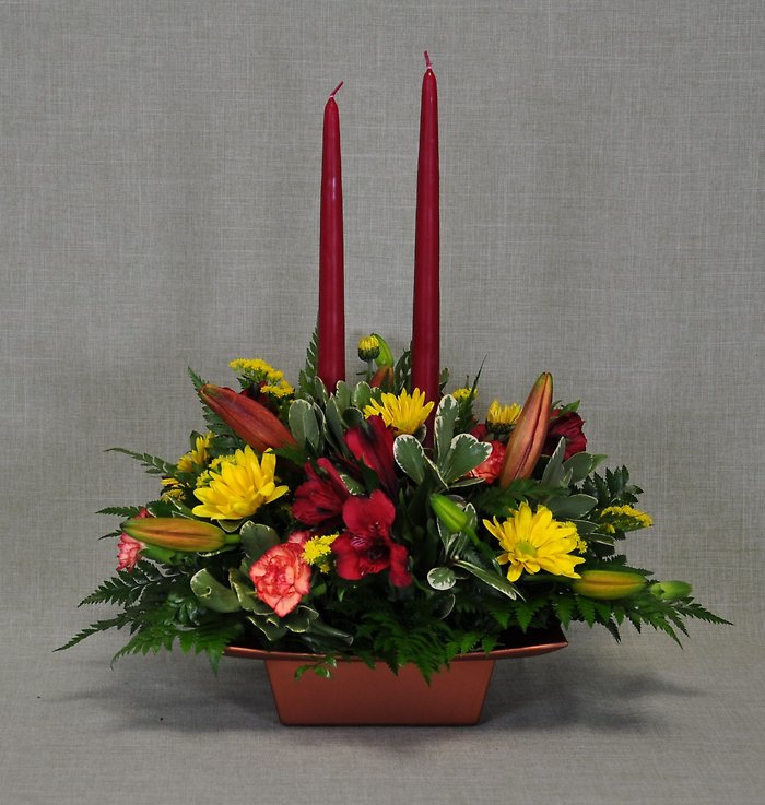 TH1001 Double Candle Fall Centerpiece